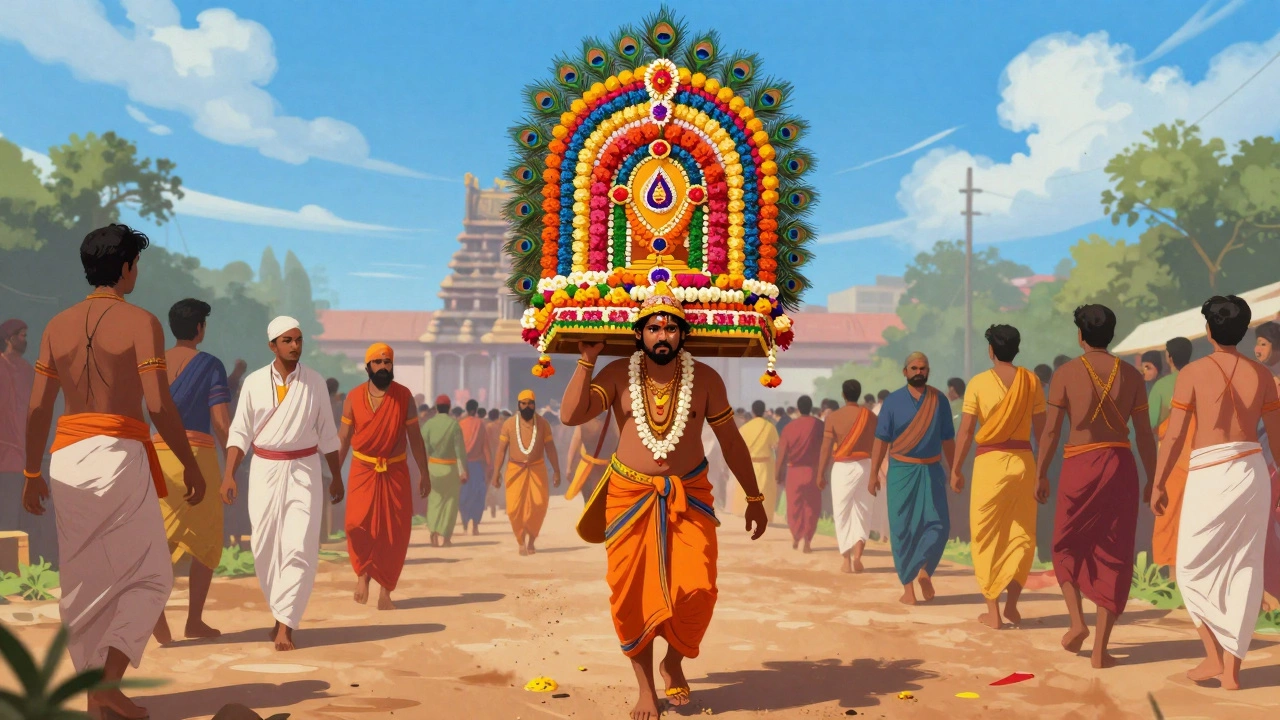 Devotee carrying a kavadi during the Thaipusam festival